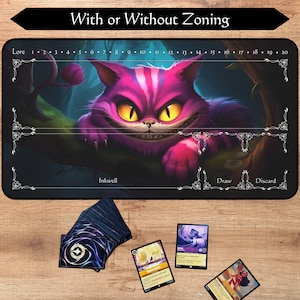 Lorcana Playmat With or Without Zoning | Smiling Cat | TCG Playmat | Trading Card Game playmat | 12x22 and 31x15.5 inch | HQ print