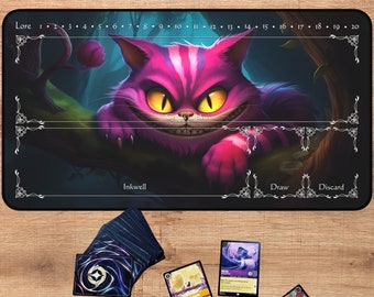 Lorcana Playmat With or Without Zoning | Smiling Cat | TCG Playmat | Trading Card Game playmat | 12x22 and 31x15.5 inch | HQ print