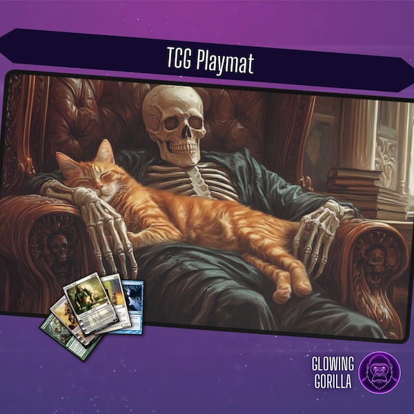 MTG Playmat Never Move a Napping Cat, 24x14 inch, Optional Zoning,TCG Play Mat, Magic the Gathering, DnD, Table Top Gaming, MTG gift