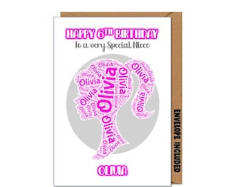 Personalised Inspired Barbie Birthday Card - Girls Pink Daughter Granddaughter Sister Goddaughter DDY