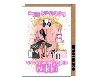 Personalised Birthday Card for Her - 16th 18th 21st 30th 40th 50th 60th 65th 70th Daughter Niece Nan  Granddaughter Niece Sister DDV