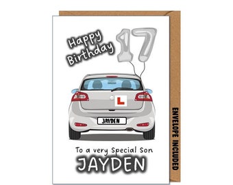 Personalised 17th Birthday Card - New Driver Learner Car Son Daughter Grandson Granddaughter Niece Nephew Sister Brother DDQ