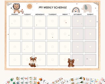Kinder Wochenplaner, visueller Stundenplan für Kinder, Tagesablauf Plan, Wochenkalender für Kinder, Wochenübersicht für Kinder, Routine Karten