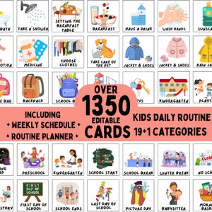EDITABLE Daily Routine Cards, Visual Schedule, Toddler Routine Chart, Kids Chore Chart, Daily Rhythm kids, Montessori Preschool Activity