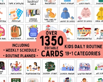 EDITABLE Daily Routine Cards, Visual Schedule, Toddler Routine Chart, Kids Chore Chart, Daily Rhythm kids, Montessori Preschool Activity