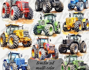 Watercolor Tractor clipart, farm tractor png, farm clipart, watercolor tractor nursery decor, sublimation tractor art farm life png wall art