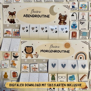 Morgen & Abendroutine für Kinder Boho, Routineplan für Kinder, Routinekarten Kindergarten, Routinekarten pdf, Kinderalltag, Morgenroutine