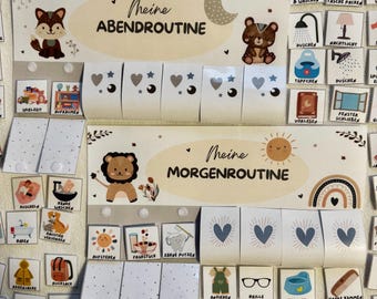 Morgen & Abendroutine für Kinder Boho, Routineplan für Kinder, Routinekarten Kindergarten, Routinekarten pdf, Kinderalltag, Morgenroutine