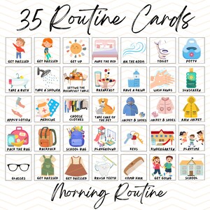 Morning & Bedtime Routine Chart, Evening Routine Toddler, Visual ...