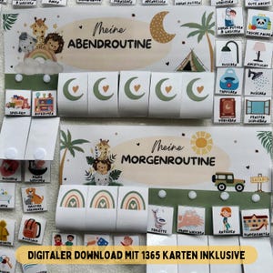 Morgen & Abendroutine für Kinder Safari, Routineplan für Kinder, Routinekarten Kindergarten, Routinekarten pdf, Kinderalltag, Morgenroutine