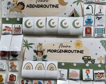 Morgen & Abendroutine für Kinder Safari, Routineplan für Kinder, Routinekarten Kindergarten, Routinekarten pdf, Kinderalltag, Morgenroutine