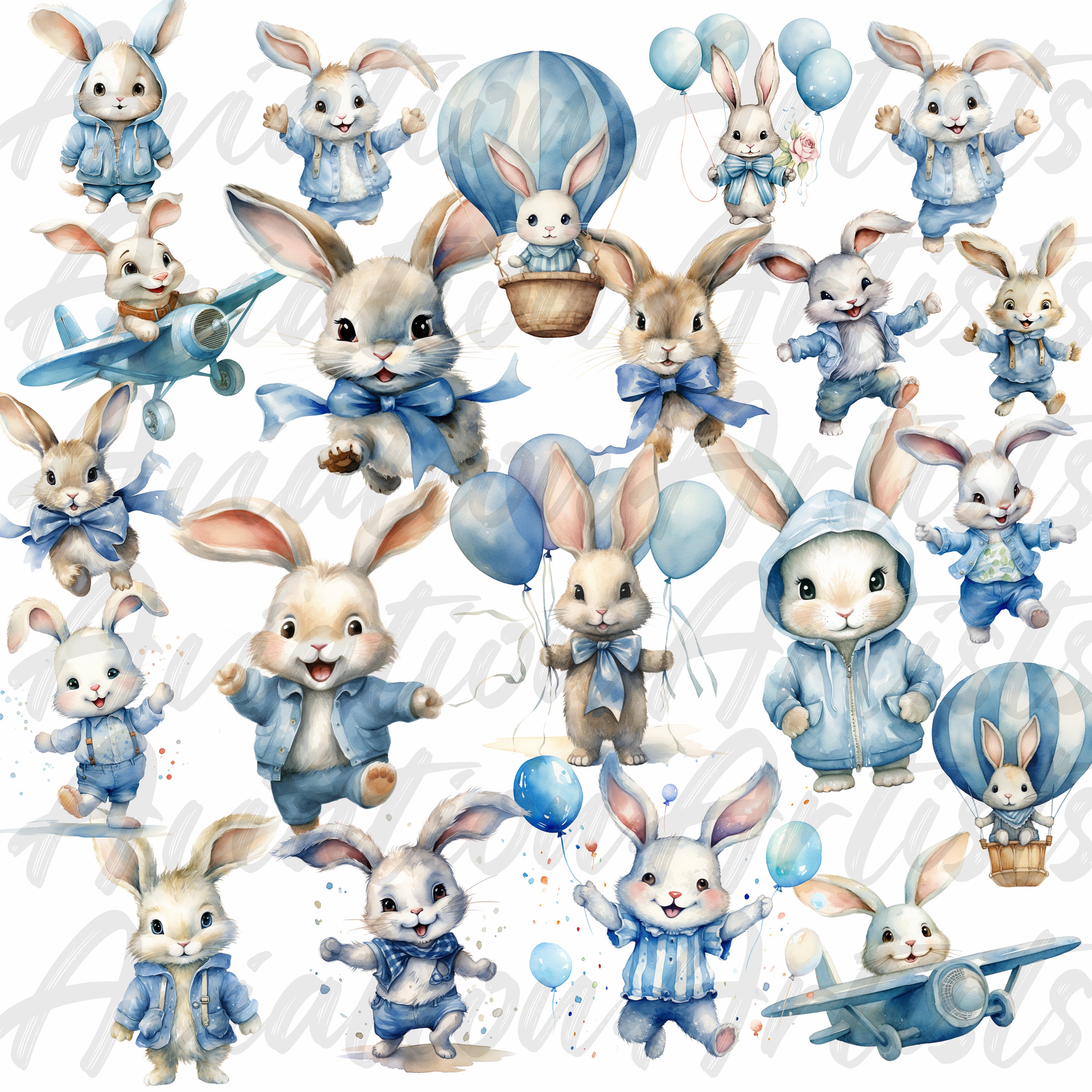 Watercolor Bunnies Clipart, Bunny Png Rabbit Png, Baby Bunny Clipart ...