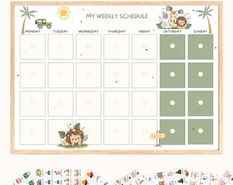 Weekly Routine Chart Kids, Kids Weekly Planner with daily calendar, Weekly Kids Calendar, Visual Schedule Toddlers, Toddler Responsibility