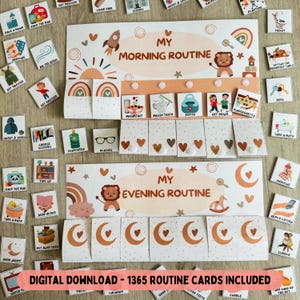Kinder Flip-Routine-Diagramm, Morgen- und Schlafenszeit-Routine, Abend-Routine Kleinkind, visueller Stundenplan, Kindergarten-Routine, Montessori-Routine