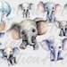 Watercolor Elephant Clip Art Clipart Pack, Watercolor Baby Shower for a ...