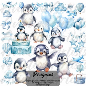 水彩ペンギン png、赤ちゃんペンギンのクリップアート、水彩北極動物のクリップアート、保育園のアート、男の子のベビーシャワー、かわいいペンギンの誕生日