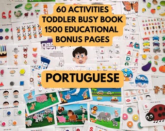 Portuguese Busy Book Printable, Portuguese Toddler Learning Binder, Portuguese Homeschool Resources, Kids Quiet Book Portuguese, DIGITAL