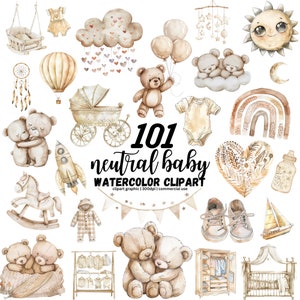 Clipart baby shower neutre entre les sexes, Clipart bébé Boho, Clipart ours en peluche, clipart chambre d'enfant, ours en peluche PNG, lune, étoiles, nuages Boho arc-en-ciel