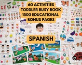 Spanish Busy Book Printable, Spanish Toddler Learning Binder, Spanish Preschool Activities, Spanish Homeschool Resources, Spanish Quiet Book