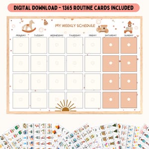 Weekly Visual Calendar for Kids, Kids Weekly Planner with daily calendar, Weekly Routine Chart Kids, Visual Schedule Toddlers Responsibility