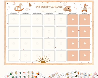 Visueller Wochenkalender für Kinder, Wochenplaner für Kinder mit täglichem Kalender, Wochenübersicht für Kinder, visueller Ablaufplan für Kleinkinder Verantwortung