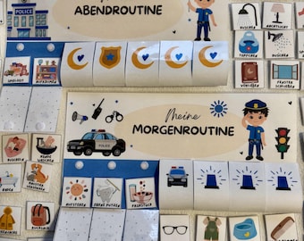 Morgen & Abendroutine für Kinder Polizei, Routineplan für Kinder, Routinekarten Kindergarten, Routinekarten pdf, Kinderalltag, Morgenroutine