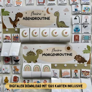 Morgen & Abendroutine für Kinder Dinosaurier, Routineplan für Kinder, Routinekarten Kindergarten, Routinekarten pdf, Montessori Tagesplan