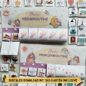 Morgenroutine und Abendroutine für Kinder Einhorn, 1365 Routinekarten pdf, Montessori Deutsch, Routinekarten Kindergarten, Kinderalltag