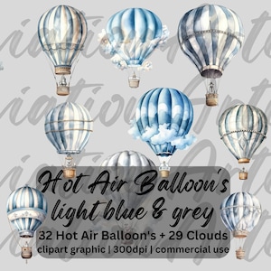 Watercolor hot air balloons clipart, it&#39;s a boy png, Balloons nursery decor, baby shower, nursery wall decor, baby boy, digital download