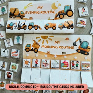 Morgen- und Schlafenszeit, Abend-Routine für Kleinkinder, visueller Stundenplan, Kindergarten-Routine, Montessori-Routine, täglicher Rhythmus-Tracker