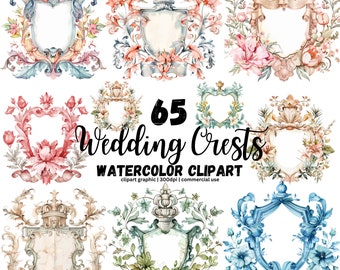 Meerkleurige bruiloft Crest clipart DIY, wapenschild PNG, Crest bruiloft logo, bruiloft Crest PNG, aquarel Crest, briefpapier, familie Crest