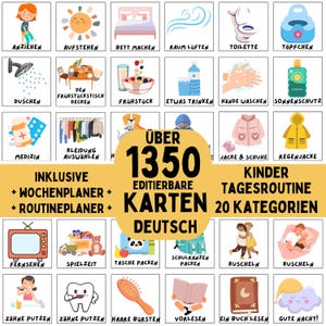 Editierbare Routinekarten inkl. Wochenplan und Tagesplan,  Kita Tagesplan, Routineplan Kinder, Routinekarten Kinder Wochenplan, Montessori