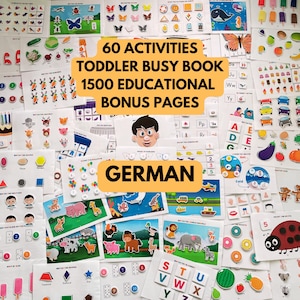 German Toddler Learning Binder, German Busy Book Printable, German Preschool Activities, German Homeschool Resources, German Kids Quiet Book