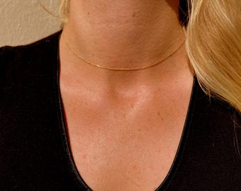 Zierliche Halskette gold 1mm  - schlicht und edel