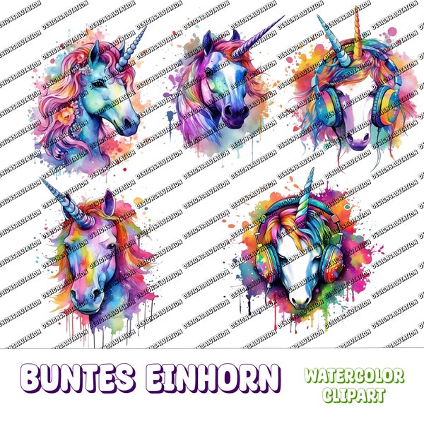 Buntes Einhorn PNG, Buntes Einhorn portrait, Einhorn portrait, Buntes Einhorn Design, Buntes Einhorn sublimation, horses png, horse digital