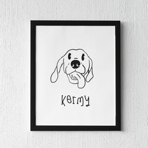 Custom bad Cartoon dog portraits digital and/or physical print digitally hand-drawn, wall art