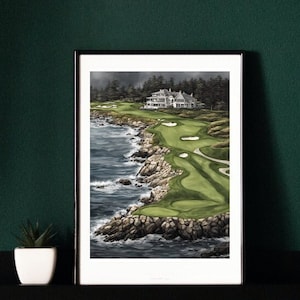 Pebble Beach - 18. Loch - Golfkurs Poster Print - SVG, PNG digitaler Download