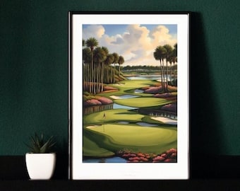 TPC Sawgrass Golf Course Print | Golf Wall Art | Golf Poster | Golfer Gift | Golf Course Decor | SVG PNG Digital Download