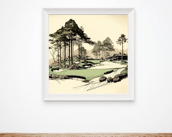 Augusta National Golf Course Print | Golf Wall Art | Golf Poster | Golfer Gift | Golf Course Decor | SVG PNG Digital Download