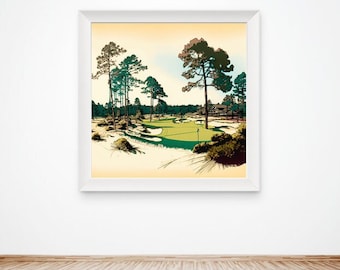 Pinehurst No. 2 Golf Course Print | Golf Wall Art | Golf Poster | Golfer Gift | Golf Course Decor | SVG PNG Digital Download