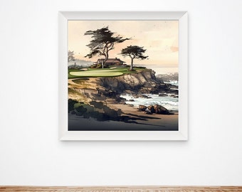 Pebble Beach Golf Links Course Print | Golf Wall Art | Golf Poster | Golfer Gift | Golf Course Decor | SVG PNG Digital Download