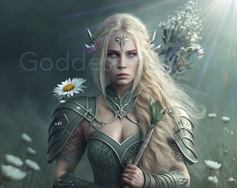 Freya Norse Goddess Art Print, Mythological Woman Portrait (Digital Download)