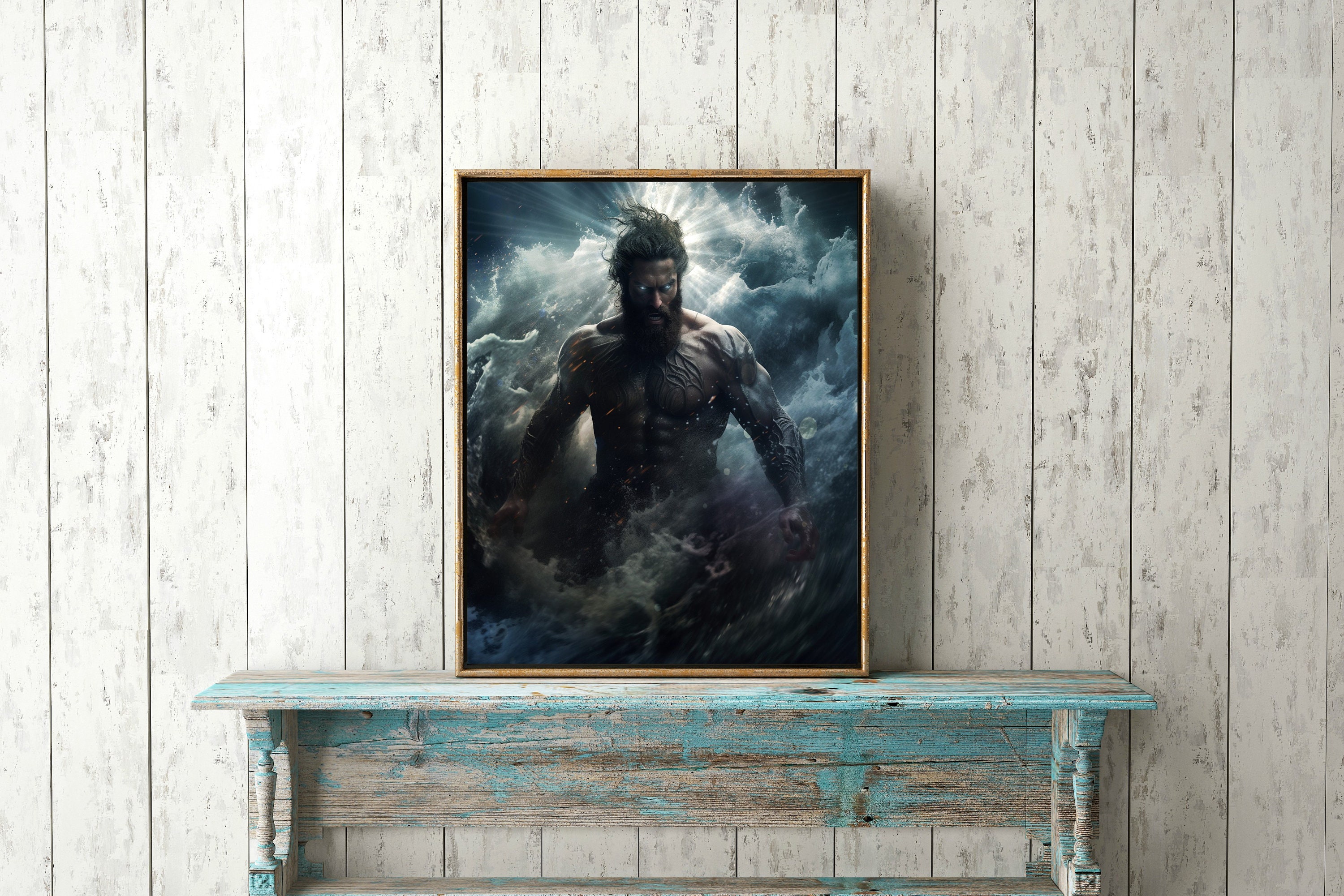 Poseidon Digital Download, Wall Art Greek God of Sea, Ocean Water Deity ...