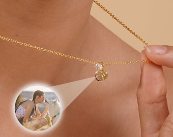 Personalised Diamond Projection Necklace, Women Photo Necklace, Memorial Picture Jewellery, Custom Image Necklace, Christmas Giftsfor Her