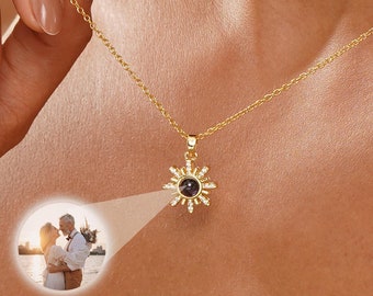 Sun Projection Photo Necklace, Projection Jewellery for Women, Personalised Memorial Picture Gift, Christmas Gifts, Birthday Gift for Her