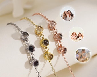 Three Projected Photo Bracelet, Multi Photo Women's Projected Jewellery, Personalised Memorial Photo Gift, BFF Gift, Birthday Gift for Her