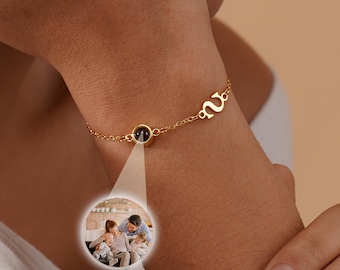 Personalised Initials and Picture Bracelet, Custom Photo Projection Bracelet,  Memorial Photo Jewellery,   Initials Bracelet, Gifts for Her