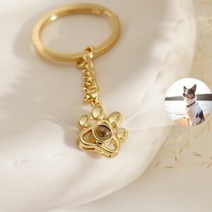 Llavero con proyección de retrato de mascota, llavero con foto conmemorativa de mascota, joya con foto de gato, retrato de perro grabado para mamá de perro, llavero para mascota perdida