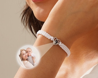 Projection Photo Bracelet, Picture Bracelet for Men, Photo Memorial Gifts, Birthday Gifts for Her, Gifts for Dad, Woven Projection Jewlery