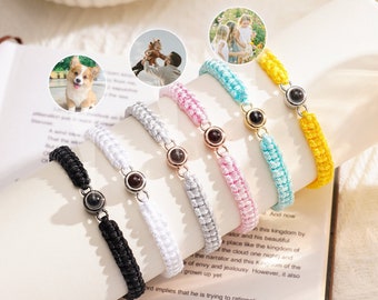 Woven Projection Photo Bracelet, Personalised Projection Bracelet, Memorial Picture Gift, Birthday Gift for Her, Projection Jewlery for Dad